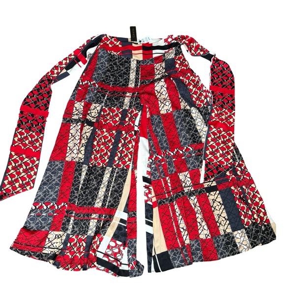 NEW w/TAGS! GRACIA Tie-Waist Wide Leg Palazzo Pants (Multi-red Patchwork) - Sz M - Picture 8 of 9